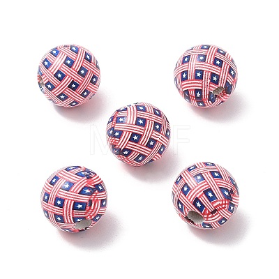 Independence Day Themes Wood European Beads WOOD-I014-01A-1