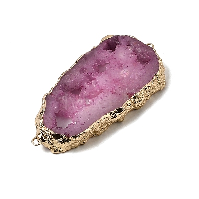 Dyed Natural Druzy Agate Slice Nuggets Links Connector Charms G-P614-04G-03-1