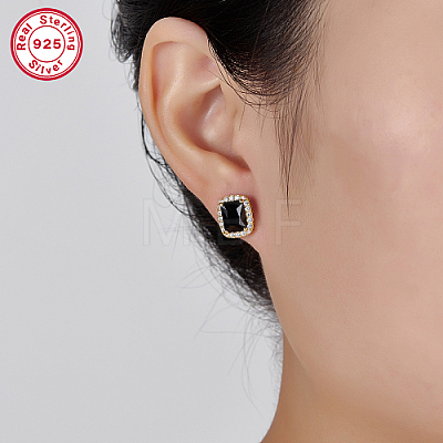 Cubic Zirconia Rectangle Stud Earrings ES5982-2-1