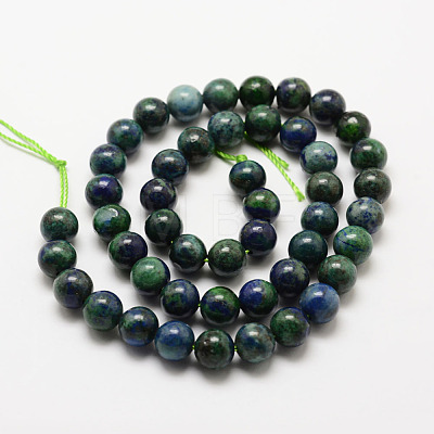 Natural Chrysocolla and Lapis Lazuli Beads Strands G-P281-03-6mm-1