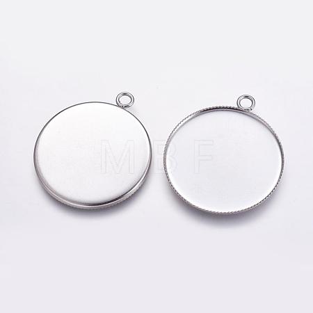 Tarnish Resistant 304 Stainless Steel Pendant Cabochon Settings STAS-K146-047-25mm-1