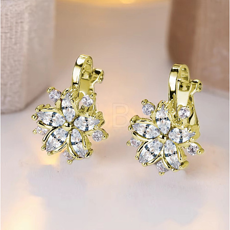 Brass Micro Pave Cubic Zirconia Clip-on Earrings WG89C97-01-1