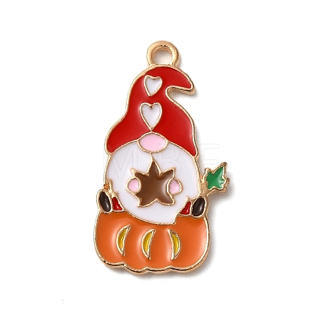 Thanksgiving Day Golden Tone Alloy Enamel Pendants ENAM-M002-02O-G-1