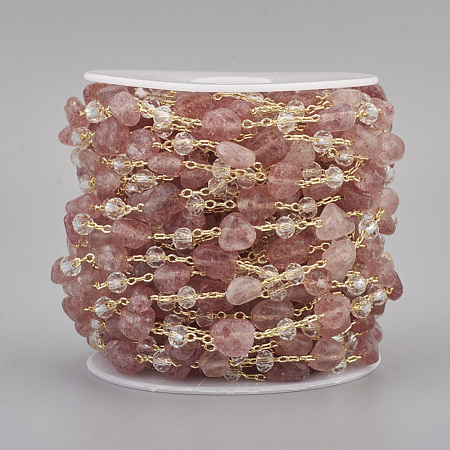 Handmade Natural Strawberry Quartz Beaded Chains CHC-I031-11D-1