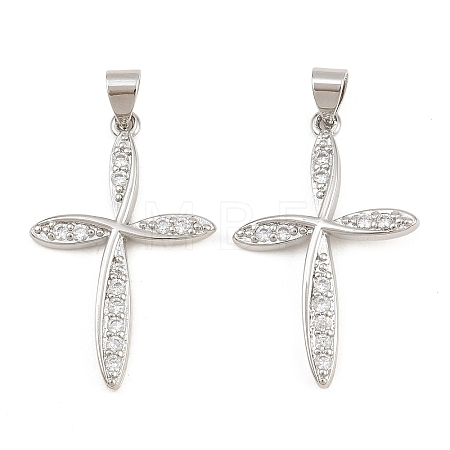 Brass Micro Pave Clear Cubic Zirconia Pendants CU-CBADC6C-01P-1