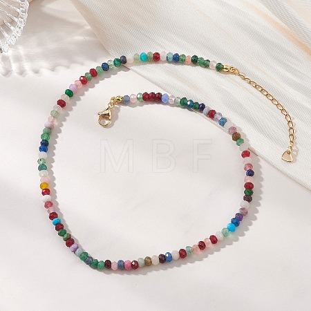 Dyed Natural Malaysia Jade Faceted Rondelle Beaded Necklaces NJEW-JN05766-1