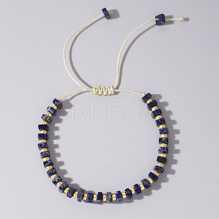 Adjustable Retro Boho Vintage Square Dyed Natural Imperial Jasper Braided Bead Bracelets for Women Men RP7679-7-1
