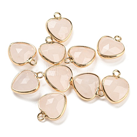 Natural Rose Quartz Faceted Heart Charms G-Q006-07G-09-1