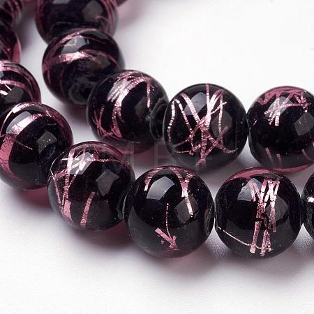 Handmade Silver Foil Lampwork Beads Strands FOIL-L016-B03-1