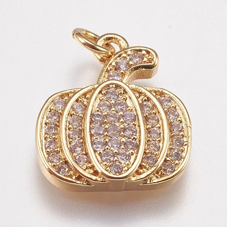 Brass Micro Pave Cubic Zirconia Charms ZIRC-E147-38G-1