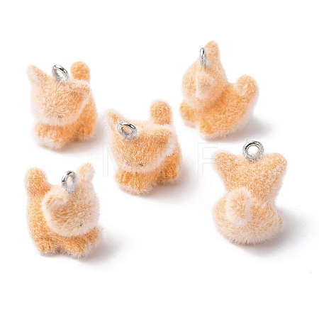 Animal Flocking Resin Pendants RESI-A049-03A-1