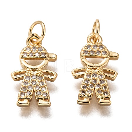 Brass Micro Pave Clear Cubic Zirconia Pendants ZIRC-C020-36G-1