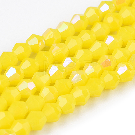 Opaque Solid Color Electroplate Glass Beads Strands EGLA-A039-P2mm-L05-1