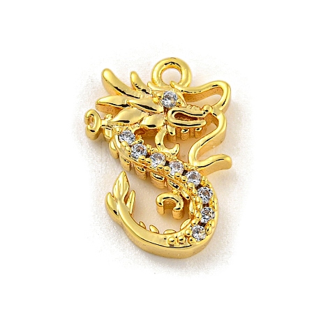 Brass Micro Pave Clear Cubic Zirconia Pendants KK-O008-01B-G-1