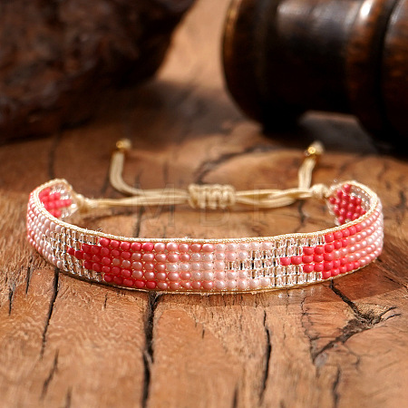 Arrow Glass Seed Bead Adjustable Bracelets. Nylon Thread Braided Bracelets for Women BT6903-4-1