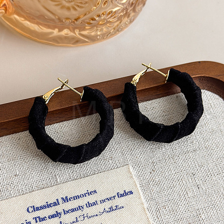 C-Shaped Alloy Velvet Hoop Earrings FS-WG0AD43-05-1