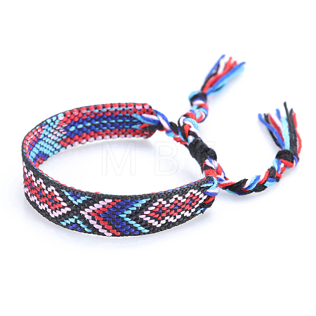 Polyester-cotton Braided Rhombus Pattern Cord Bracelet FIND-PW0013-001A-01-1
