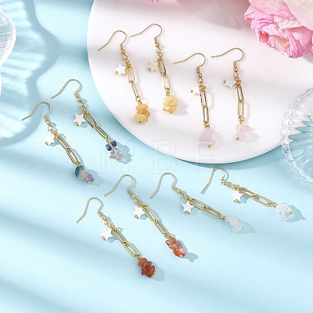 Natural Mixed Stone Nuggets Dangle Earrings EJEW-JE06811-1