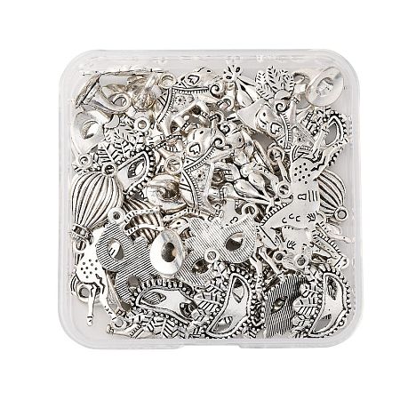 64Pcs 8 Styles Carnival Theme Tibetan Style Alloy Pendants TIBE-FP0001-12-1