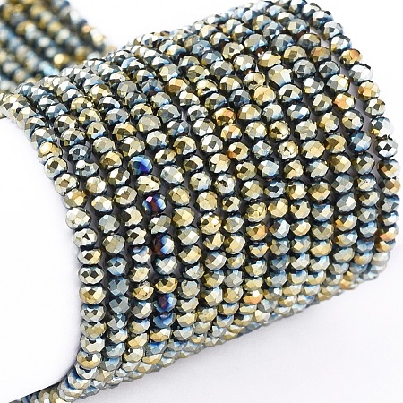 Electroplate Glass Beads Strands X-EGLA-F149-FP-09-1