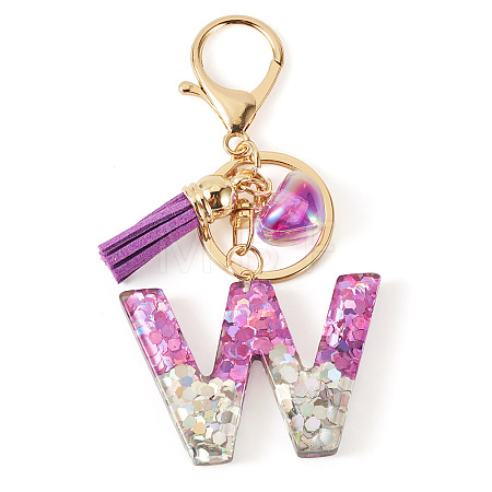 Alloy Resin Heart Keychains KEYC-TADJ0002-01G-W-1