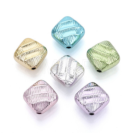 Textured Plating Opaque Acrylic Beads PACR-T018-08M-1