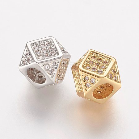 Brass Micro Pave Cubic Zirconia Beads ZIRC-K063-20-1