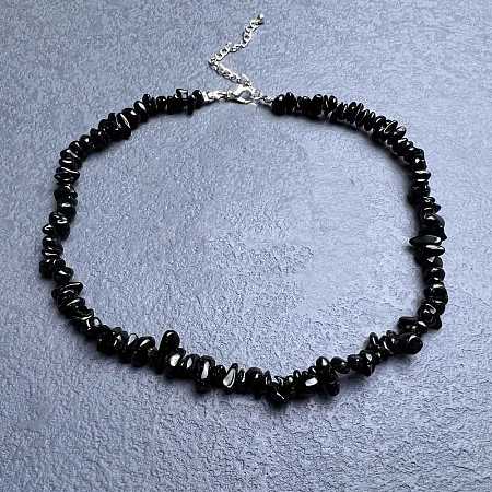 Natural Obsidian Chip Beaded Necklaces for Women IW6789-35-1