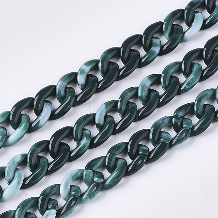 Acrylic Handmade Curb Chains SACR-N006-02E-1