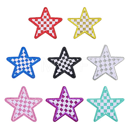 8Pcs 2 Styles Star with Lattice Computerized Embroidery Polyester Iron on/Sew on Patches PATC-TAC0001-28-1