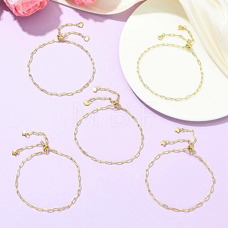 Adjustable Brass Paperclip Chain Slider Bracelets for Women BJEW-JB13616-1