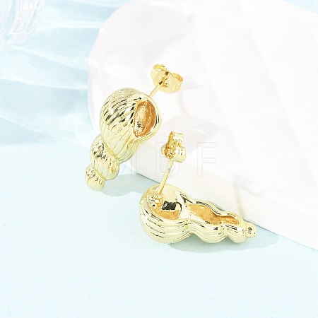 Conch Brass Stud Earrings EJEW-D351-07G-1