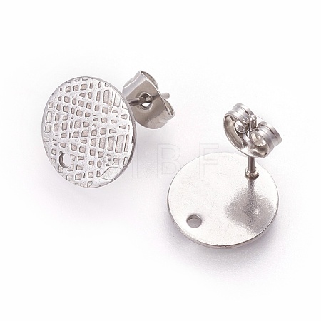 Non-Tarnish 304 Stainless Steel Ear Stud Findings STAS-O119-14C-P-1