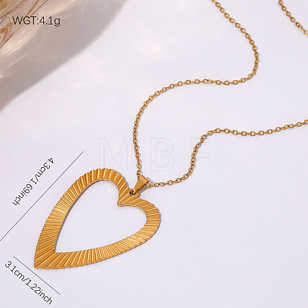 304 Stainless Steel Textured Geometric Pendant Necklaces for Women WG5062C-03-1