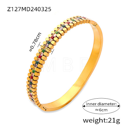 304 Stainless Steel Pave Cubic Zirconia Hinged Bangles for Women FS-WG9A3B1-01-1