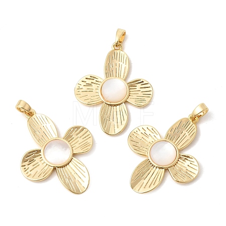 Natural White Shell Pendants KK-Z149-21G-1