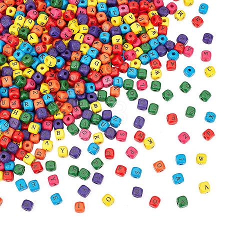 Dyed Wood Cube Beads WOOD-WH0025-82-1