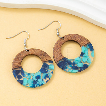 Wood & Resin Dangle Earrings WG44CA1-04-1