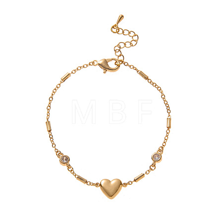 Brass Micro Pave Clear Cubic Zirconia Link Bracelets WGAB5A1-02-1