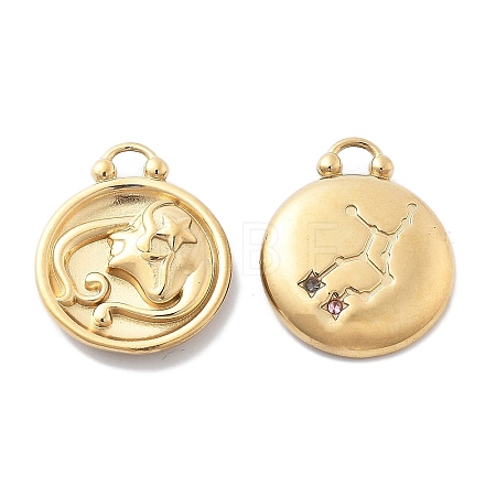 PVD Vacuum Plating 304 Stainless Steel Rhinestone Pendants STAS-R130-01G-09-1