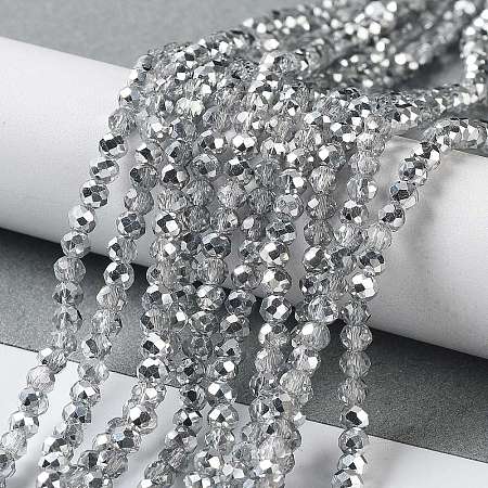 Half Plated Faceted Rondelle Glass Bead Strands EGLA-S095-3mm-03-1