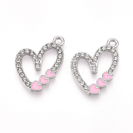 Alloy Clear Rhinestone Enamel Pendants PALLOY-T092-01-1