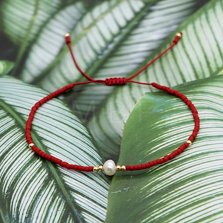Adjustable Glass Seed Bead Braided Bead Bracelets for Women VT9382-3-1