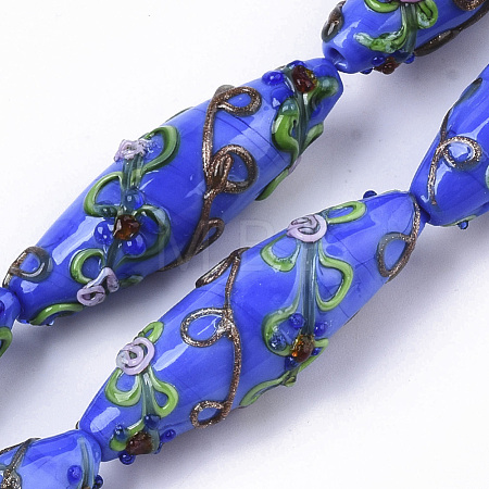 Handmade Gold Sand Lampwork Beads Strands LAMP-T007-02G-1