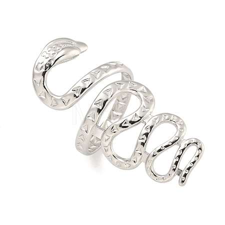 Non-Tarnish 304 Stainless Steel Snake Wrap Open Cuff Ring for Women RJEW-A043-29P-1