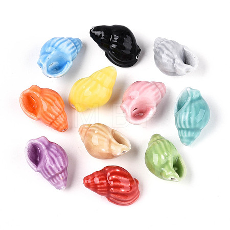Handmade Printed Porcelain Beads PORC-T133-01M-01-1