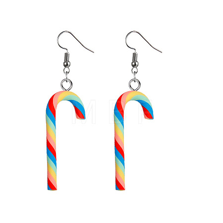 Christmas Candy Cane Polymer Clay Dangle Earrings FS-WG2A6C6-03-1