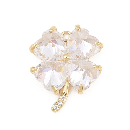 Brass Micro Pave Clear Cubic Zirconia Pendants KK-D225-05G-1