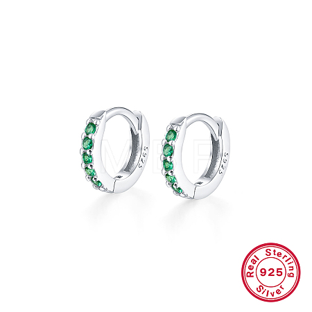 925 Silver Hoop Earrings with Zircon Stone Round Geometric Unisex Jewelry GK7138-7-1