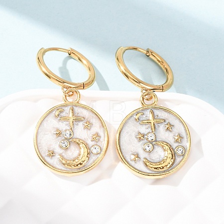 304 Stainless Steel Rhinestone Dangle Hoop Earrings for Women EJEW-F417-01G-01-1